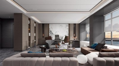 现代总经理办公室3D模型下载
